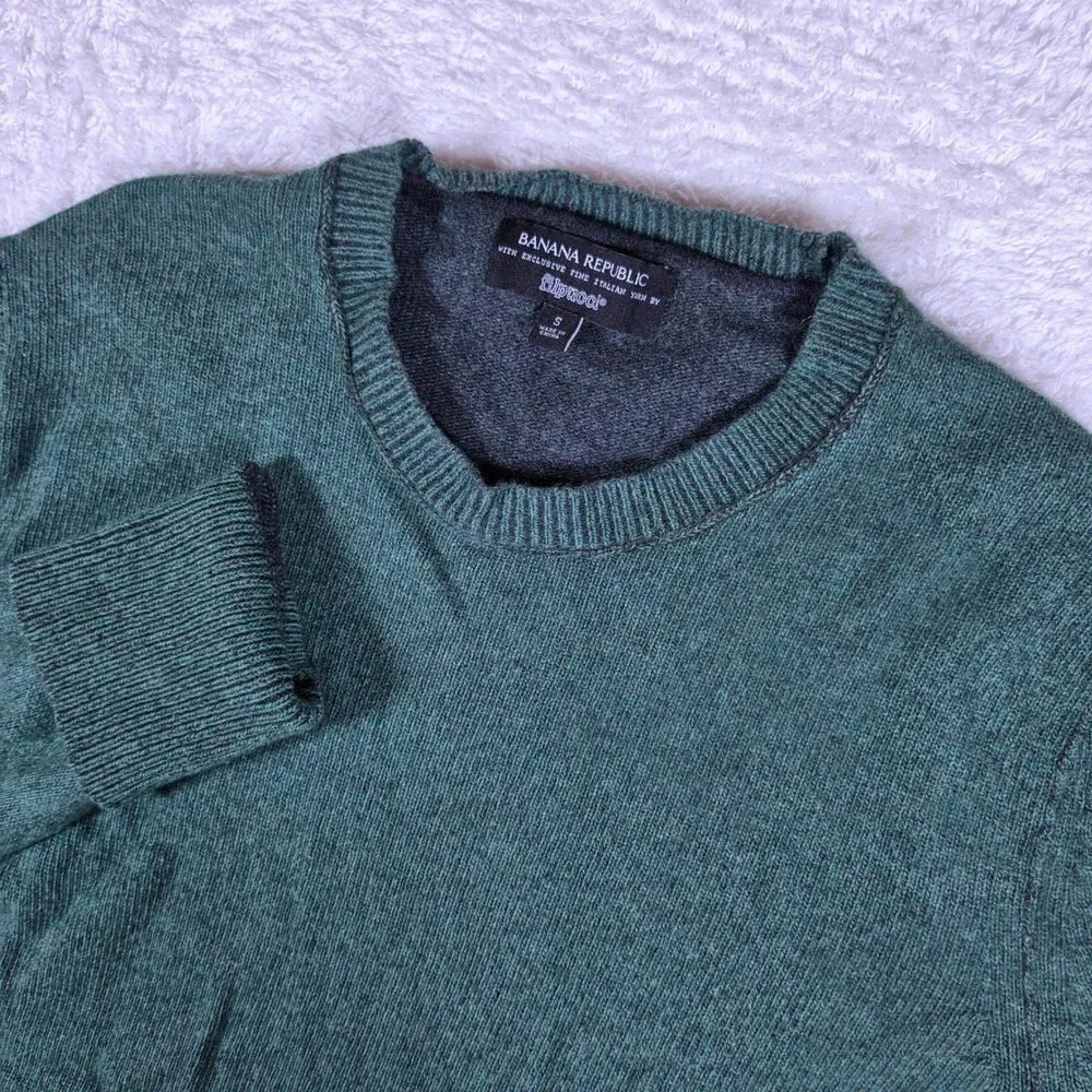 Banana Republic Crewneck Mens S Green Wool Nylon L/S Italian Yarn Filpucci
